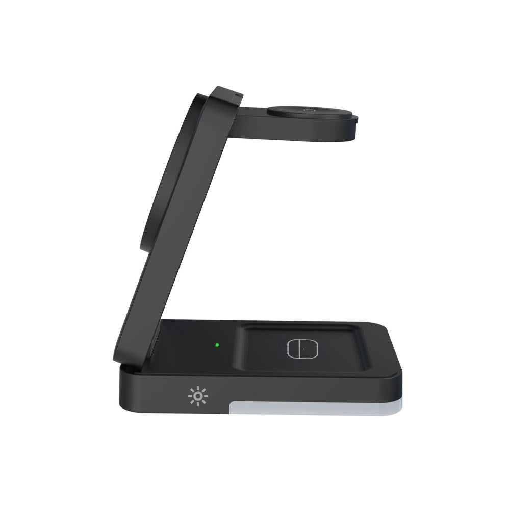 Mobile Origin 3-in-1 Trådløs Oplader til iPhone / AirPods / Apple Watch - Foldbart Design - MagSafe Kompatibel - Sort
