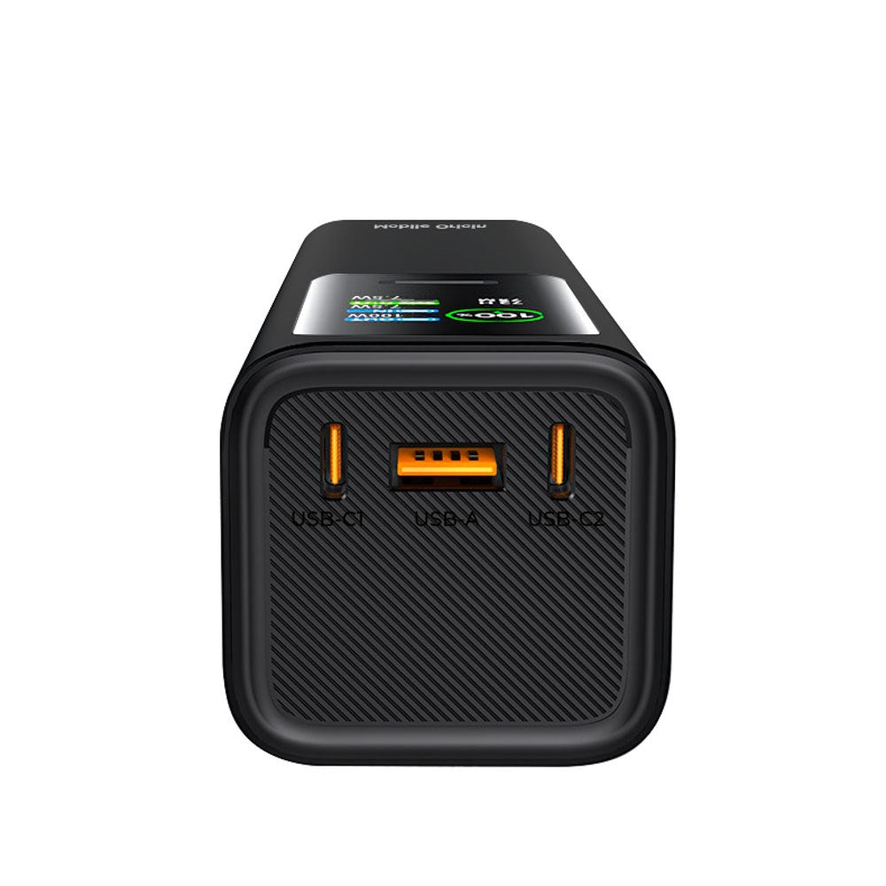 Mobile Origin PowerBank m. Display & Lommelygte - 2x USB-C & 1x USB-A - 30.000 mAh / 165W - Sort