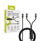 Mobile Origin CB10 Dobbelt Y-Formet USB-C til USB-C Kabel - 1.2m / 140W - Sort
