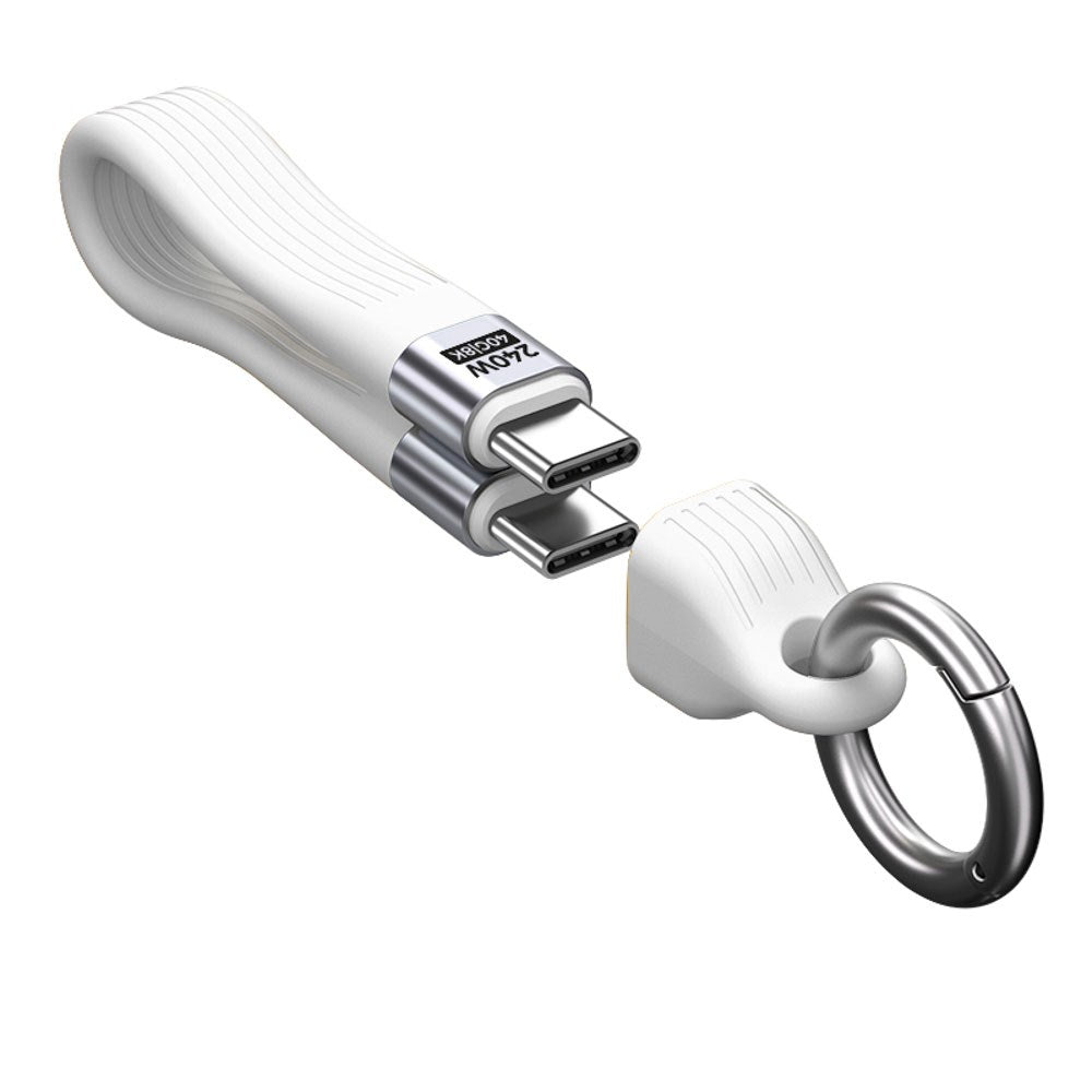 Mobile Origin 240W USB-C til USB-C Kabel m. Nøglering - 13cm - Hvid