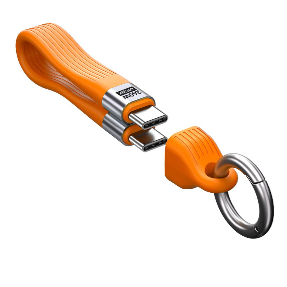 Mobile Origin 240W USB-C til USB-C Kabel m. Nøglering - 13cm - Orange