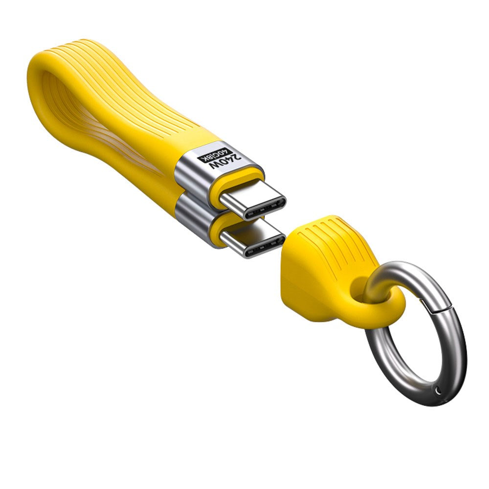 Mobile Origin 240W USB-C til USB-C Kabel m. Nøglering - 13cm - Gul