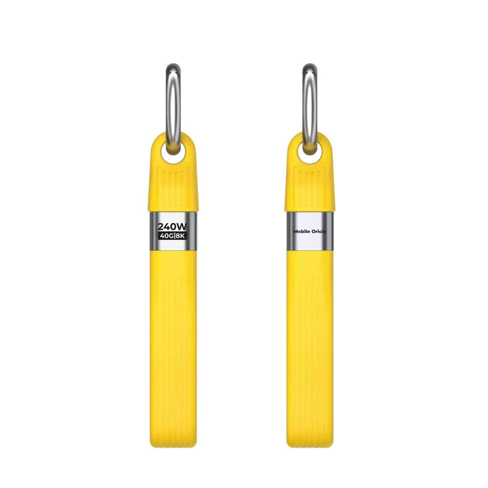 Mobile Origin 240W USB-C til USB-C Kabel m. Nøglering - 13cm - Gul