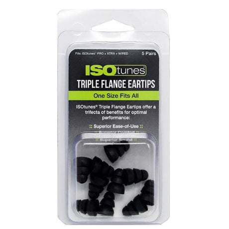 ISOtunes Ørepropper Triple Flange (All Size) til ISOtunes In-Ear Headset - 5 Par - Sort