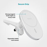 Epico Magnetisk Mobilholder til Bil m. 15W Trådløs Opladning & 18W Biloplader - MagSafe Kompatibel - Hvid