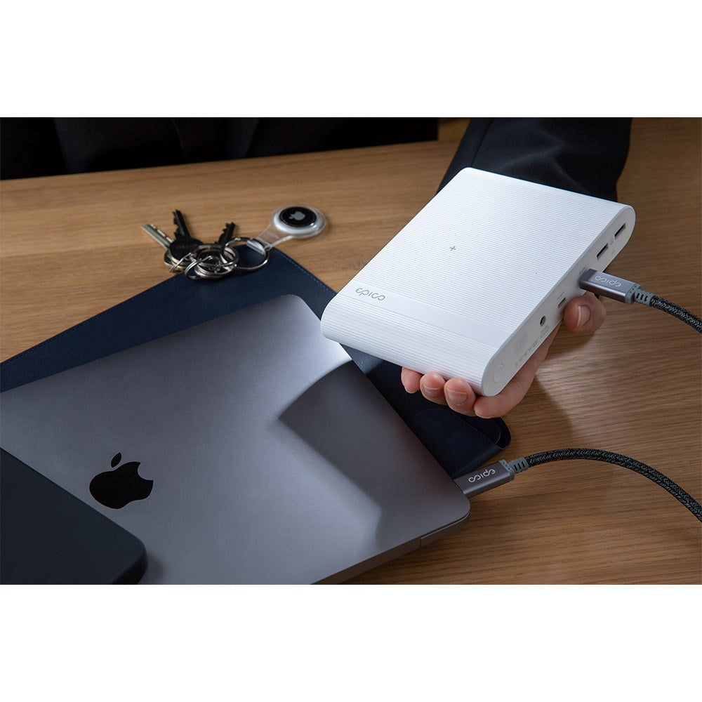 Epico Multi Powerbank m. USB-C, USB-A, DC + Biloplader - 26.800 mAh - Hvid