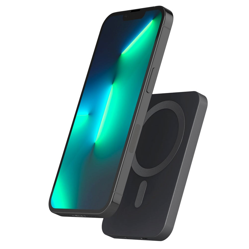 Epico 20W Aluminium Trådløs Magnetisk Powerbank 5.000 mAh m. USB-C Kabel - MagSafe Kompatibel - Space Grey