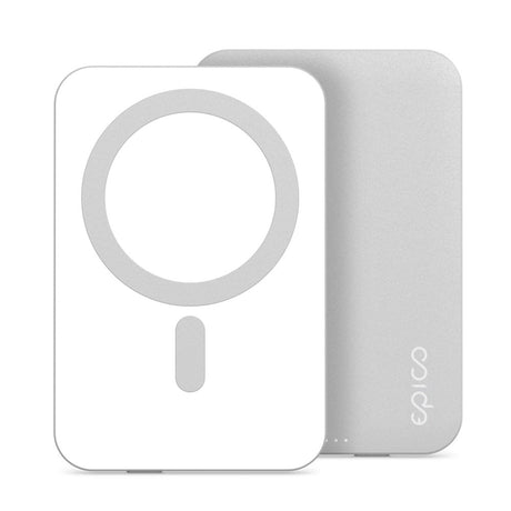 Epico 20W Aluminium Trådløs Magnetisk Powerbank 5.000 mAh m. USB-C Kabel - MagSafe Kompatibel - Sølv