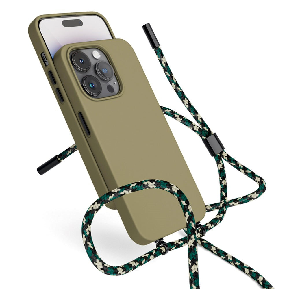 Epico iPhone 14 Pro Silikone Necklace Bagside Cover - Grøn