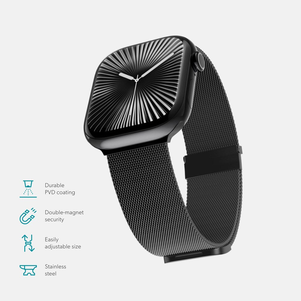 Apple Watch (42/44/SE/45/46/49mm) Epico Milanese+ (Plus) Rem i Rustfri Stål - Space Gray