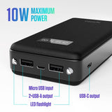 Spello Multi 10W Powerbank m. 2 x USB-A & 1 x USB-C - 15.000 mAh - Sort