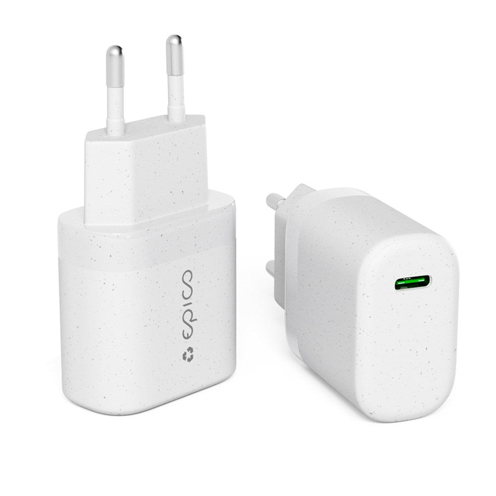 Epico Resolve USB-C Vægoplader PD 30W GaN med USB-C Kabel - 1.2 Meter - Hvid