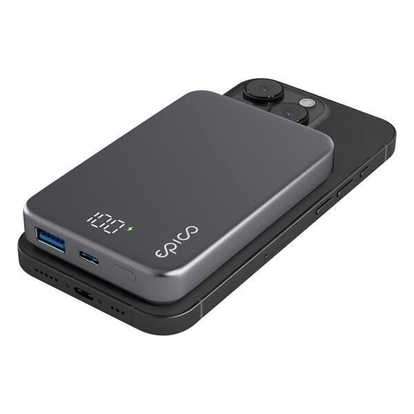 Epico Mag+ Aluminium PowerBank 10.000mAh / 20W - MagSafe Kompatibel - Grå