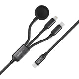 Spello 3-i-1 Multi-USB-C Kabel m. USB-C & Lightning & Apple Watch Oplader - Sort