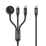 Spello 3-i-1 Multi-USB-C Kabel m. USB-C & Lightning & Apple Watch Oplader - Sort