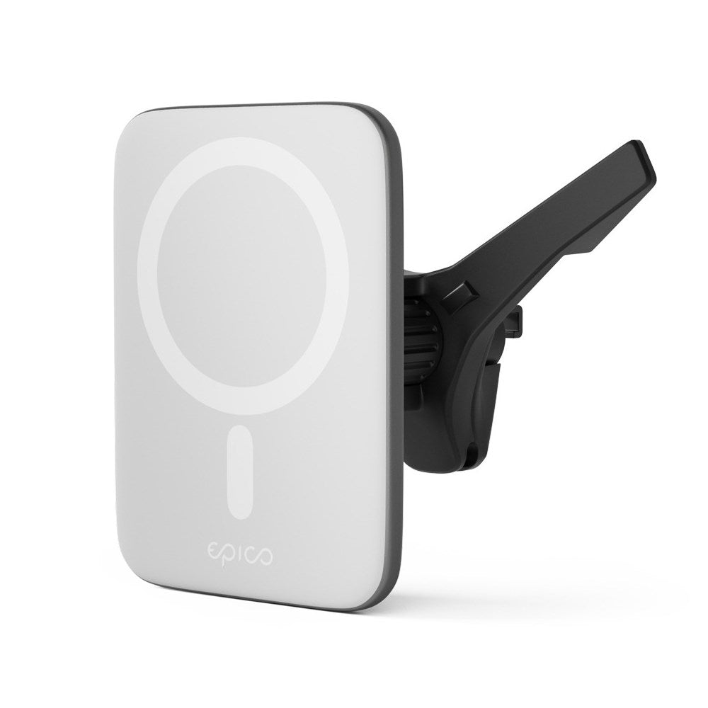 Epico Qi2 Mag+ Mobiloplader til Bil - 15W Trådløs Opladning - MagSafe Kompatibel - Hvid