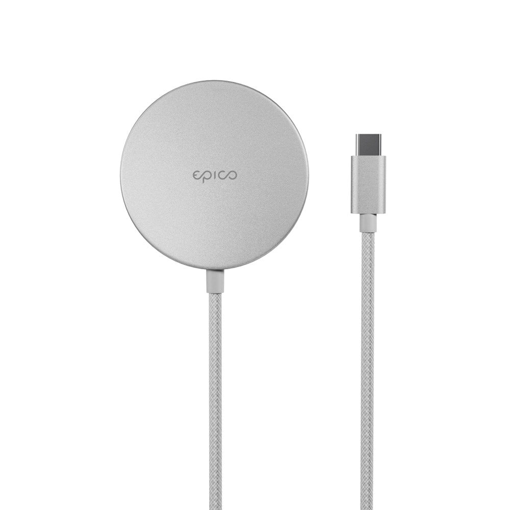 Trådløs Oplader 15W - Epico Qi2 MagSafe Oplader - Sølv