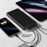 Epico 4-i-1 Power Bank 45W 30.000 mAh - 2 x USB-A Stik - 2 x USB-C Stik - 1 x USB-C Kabel -  Sort