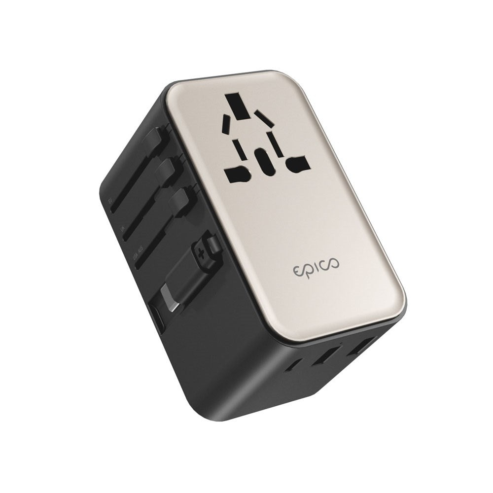 Epico UltraBoost Universal GaN 70W Rejseadapter m. 2 x USB-A 1 x USB-C - Titanium