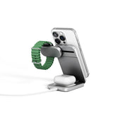 Spello ForceBase 3-i-1 Qi2 Trådløs Oplader 15W - Foldbar - MagSafe Kompatibel - Sølv