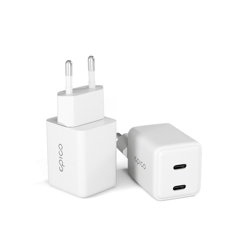 Epico - UltraBoost GaN 35W Vægoplader - 2x USB-C - Hvid