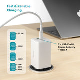 Epico UltraBoost GaN 100W Vægoplader - 1.2m USB-C til USB-C Kabel - 2x USB-C / 1x USB-A - Hvid