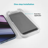 Epico - iPhone 16e / 14 / 13 / 13 Pro - Privacy Glass 3D Skærmbeskyttelsesglas m. Installationsramme - Gennemsigtig