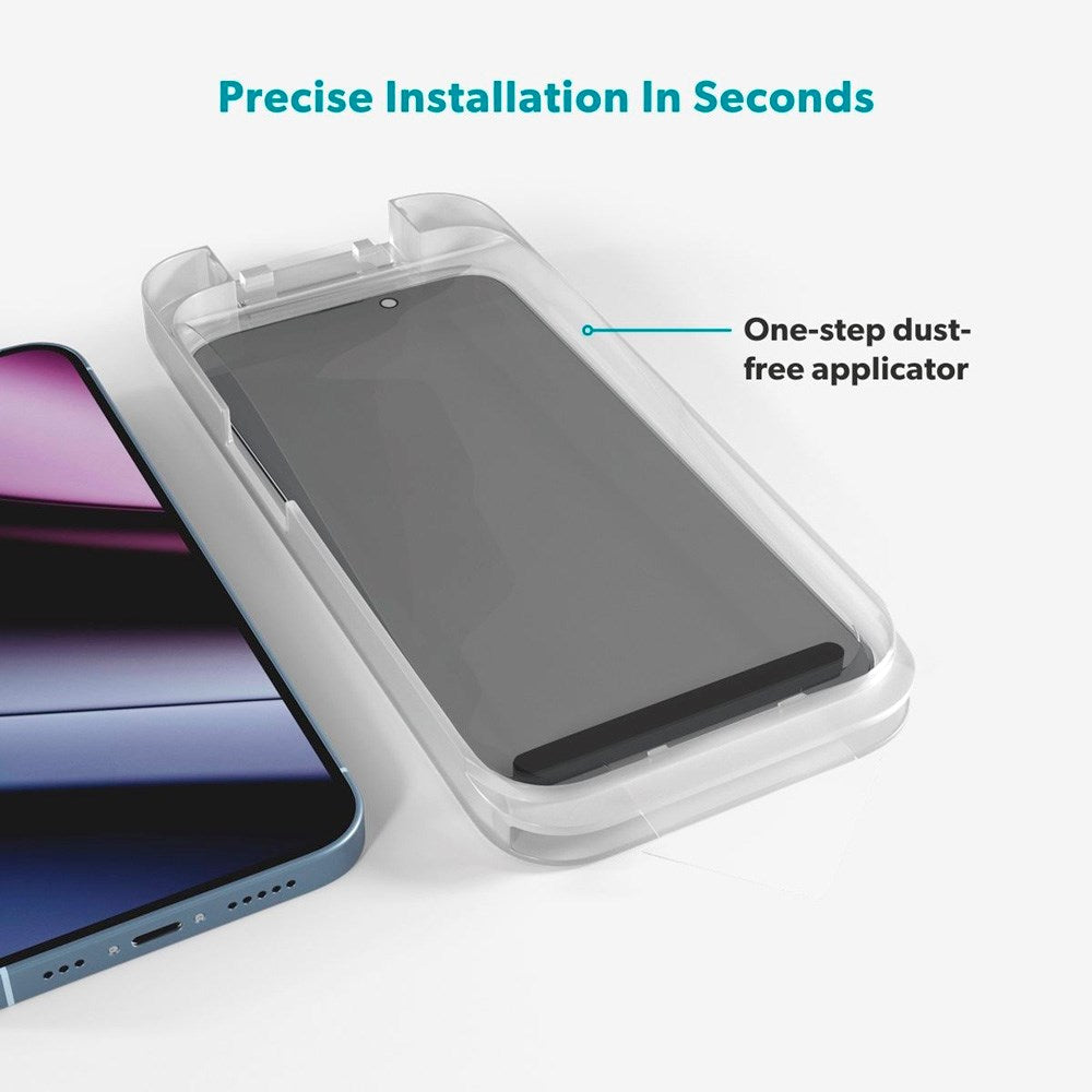 Epico - iPhone 17 Pro Max - Privacy Glass 3D Skærmbeskyttelsesglas m. Installationsramme - Gennemsigtig