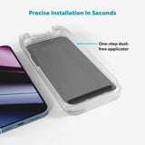 Epico - iPhone 17 Pro Max - Privacy Glass 3D Skærmbeskyttelsesglas m. Installationsramme - Gennemsigtig