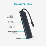 7-i-1 Multimedia Hub 8K - Epico - Midnight