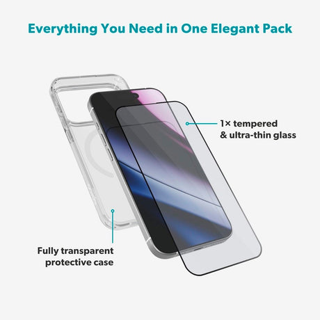 iPhone 17 Pro Epico Beskyttelsessæt - MagSafe Bagsidecover & Skærmbeskyttelse - Gennemsigtig