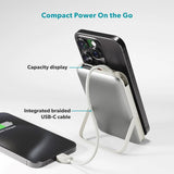 Epico UltraPack 22,5W Powerbank 10.000mAh m. Indbygget Udtrækkeligt USB-C Kabel - MagSafe / Qi2 Kompatibel - Grå