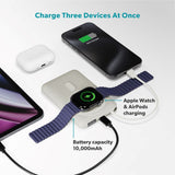 Epico UltraPack 22,5W Powerbank 10.000mAh m. Indbygget Udtrækkeligt USB-C Kabel - MagSafe / Qi2 Kompatibel - Grå