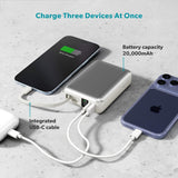 Epico UltraPack 45W Powerbank 20.000mAh m. Indbygget Udtrækkeligt USB-C Kabel - Grå