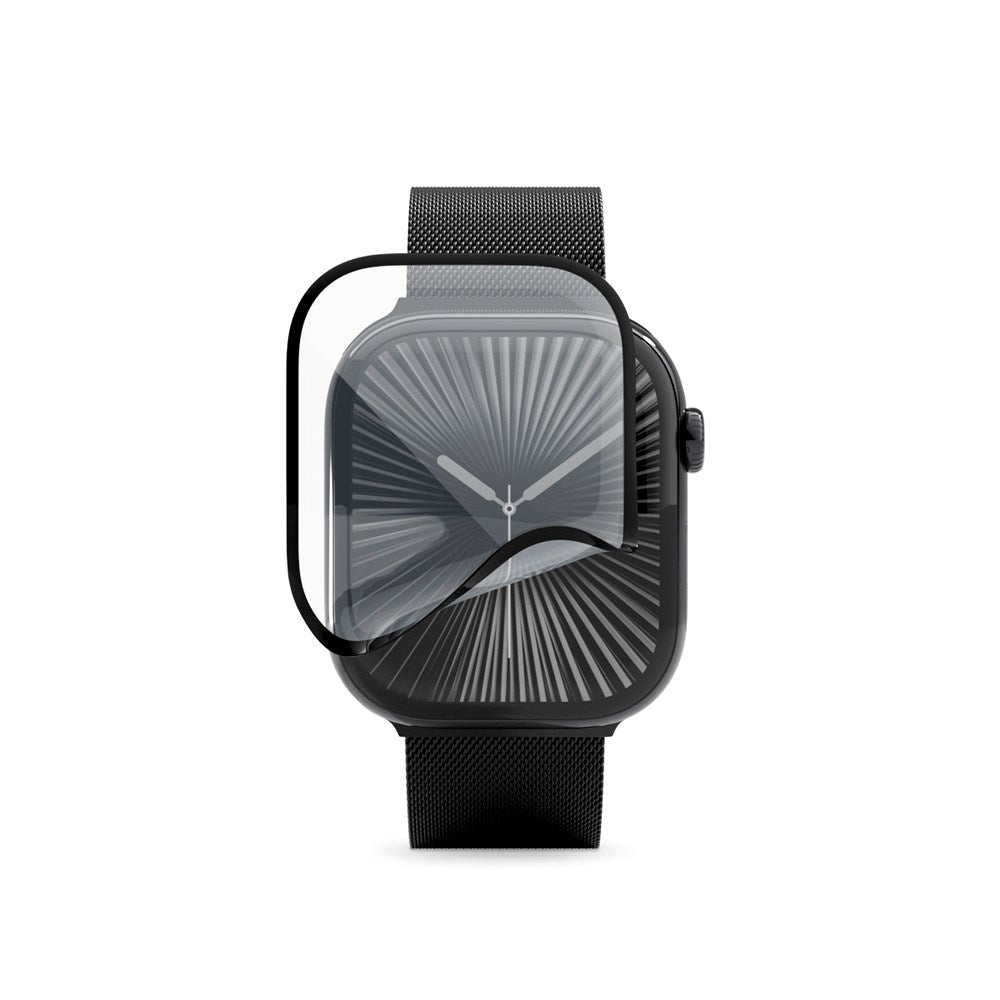 Epico - Apple Watch 11 / 10 (46mm) 3D+ Flexiglass m. Installationsramme - Gennemsigtig / Sort Kant