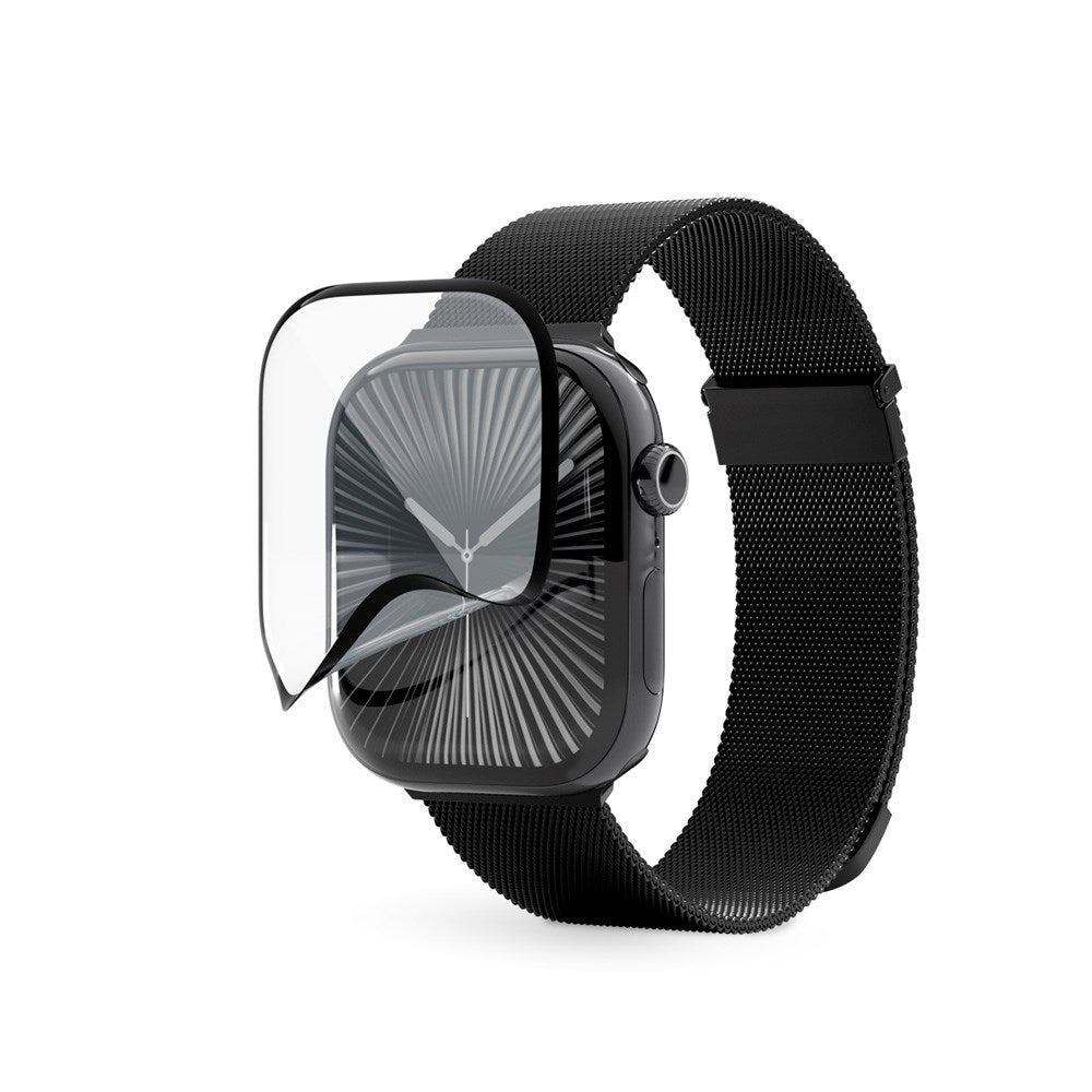 Epico - Apple Watch 11 / 10 (46mm) 3D+ Flexiglass m. Installationsramme - Gennemsigtig / Sort Kant