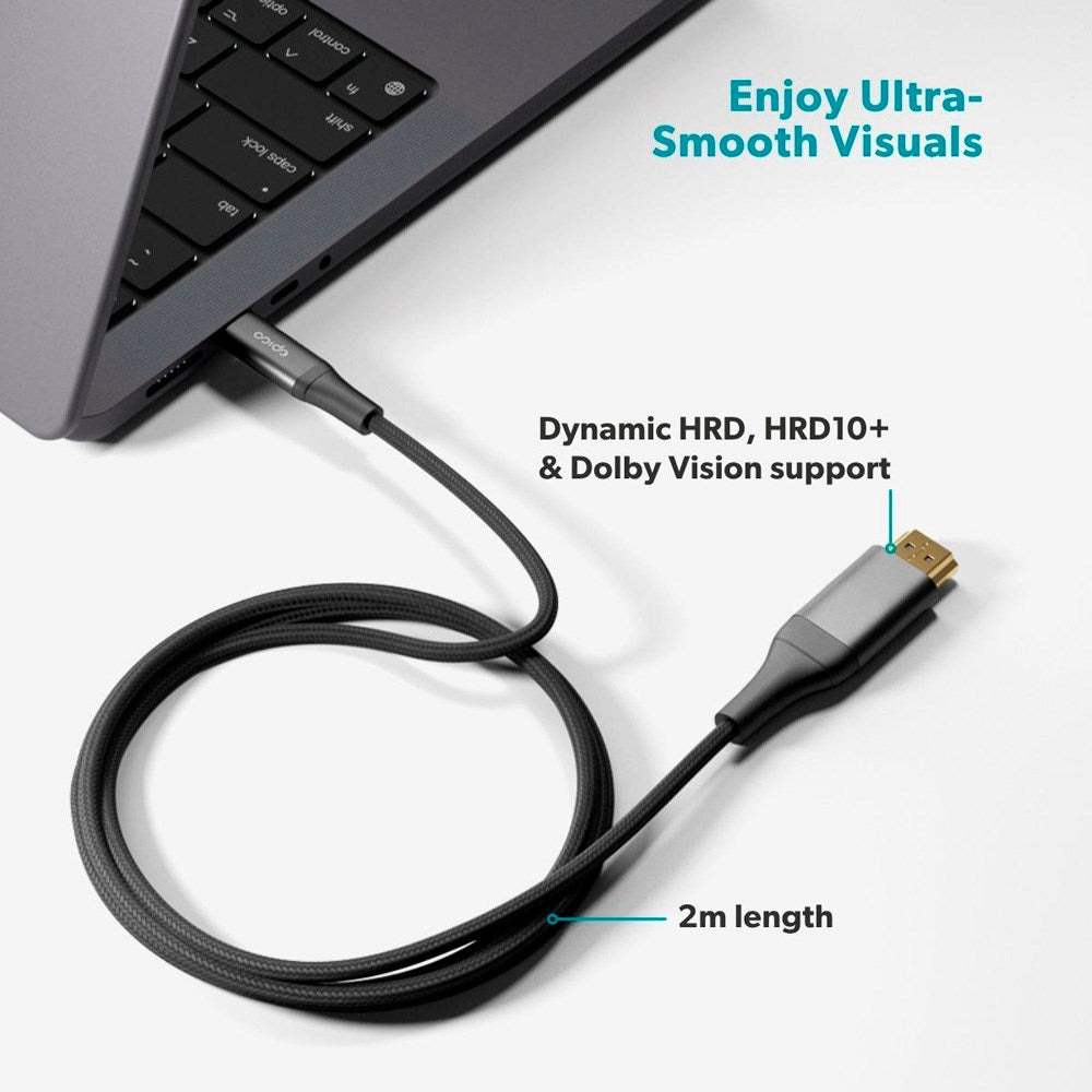 Epico UltraLink 2m HDMI til USB-C Kabel - 4K / 60Hz - Space Grey