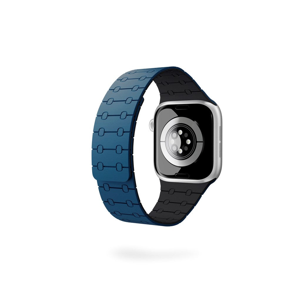 Apple Watch (42/44/SE/45/46/49) Epico Magnetic+ Silikone Urrem - Blå / Sort