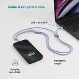 Epico Mobilstrop m. Integreret 60W USB-C til USB-C Kabel - Lilla