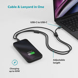 Epico Mobilstrop m. Integreret 60W USB-C til USB-C Kabel - Sort