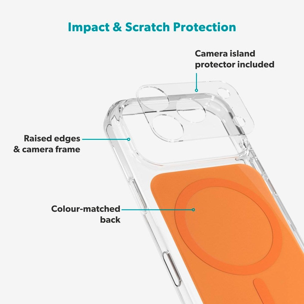 Epico iPhone 17 Pro Tile Mag+ Bagside Cover - MagSafe Kompatibel - Gennemsigtig / Orange