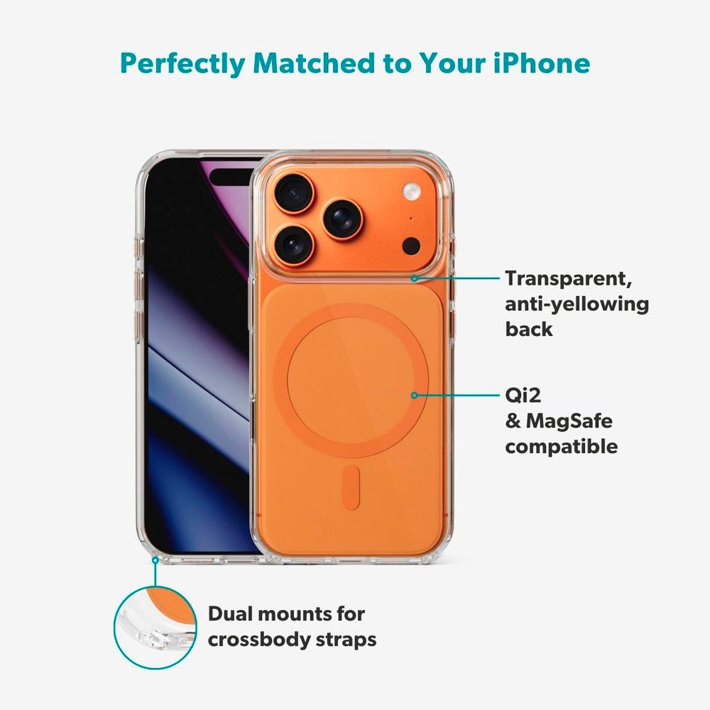 Epico iPhone 17 Pro Tile Mag+ Bagside Cover - MagSafe Kompatibel - Gennemsigtig / Orange