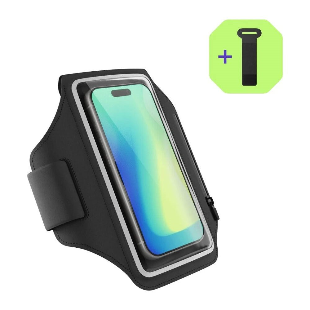 Spello Smartphone Løbearmbånd m. Refleks - Maks. 6.9" - Sort / Gennemsigtig