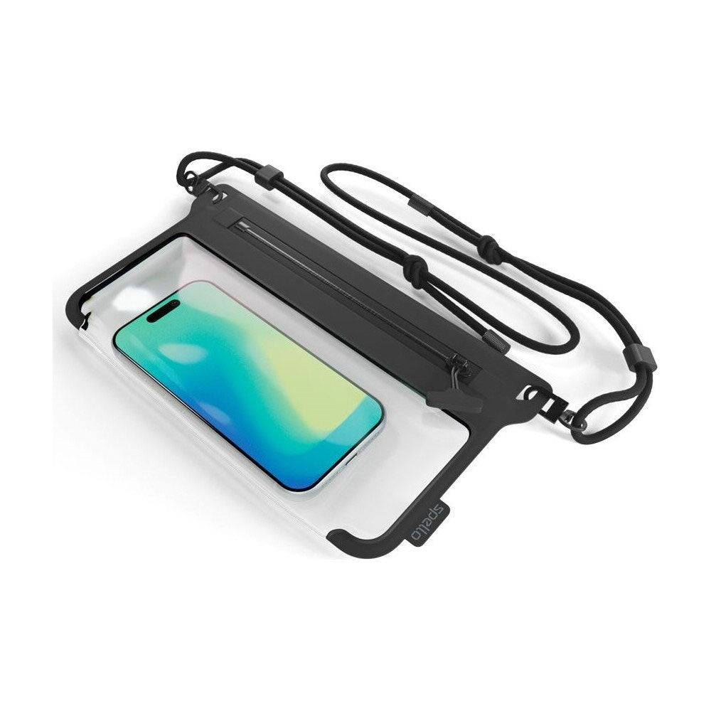 Spello Vandtæt Universal Etui m. Crossbody Strop - Maks. 8.5" - Sort / Gennemsigtig