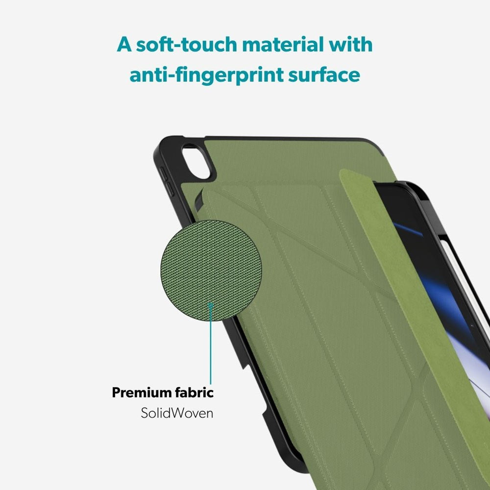 iPad 11" (2025) / 10.9" (2024 / 2022) Epico SolidWoven Flip Cover m. Ståfunktion - Grøn