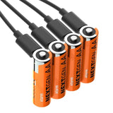 Xtorm NextGen Genopladelige AA-Batterier - 4 stk / USB-C Kabel - Orange