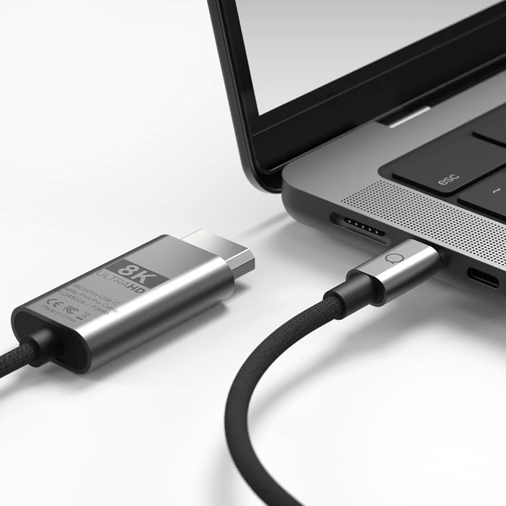 LINQ byELEMENTS Pro Kabel USB-C til Displayport - 8K/60Hz - 2 m - Grå / Sort