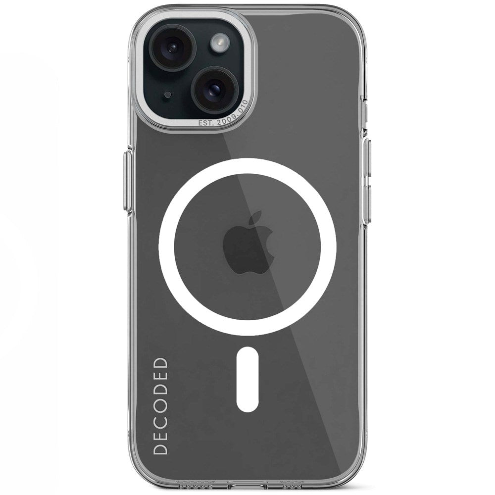 Decoded iPhone 15 Clear Bagside Cover - 100% Genbrugsplast - MagSafe Kompatibel - Gennemsigtig