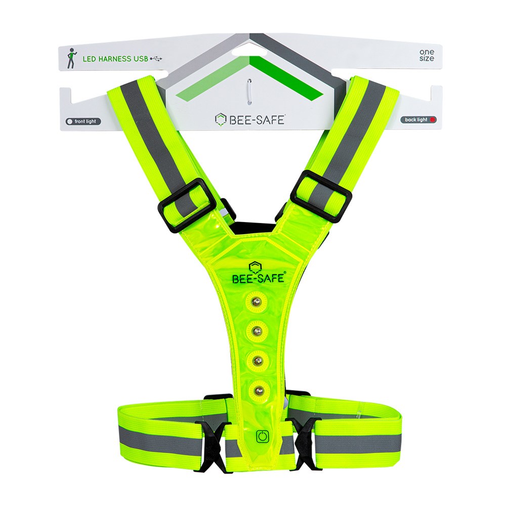 Bee-Safe - Refleks Løbevest - Lys & Mobillomme - Sølv