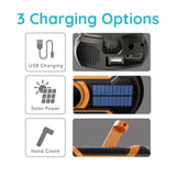 Just In Case Nødradio m. Bluetooth & PowerBank - 5000 mAh - Sort / Orange